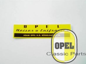 Sticker Opel Heizer und Entfroster Rekord Kapitän Blitz Kadett A 1953-66