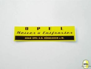 Sticker Opel Heizer und Entfroster Rekord Kapitän Blitz Kadett A 1953-66